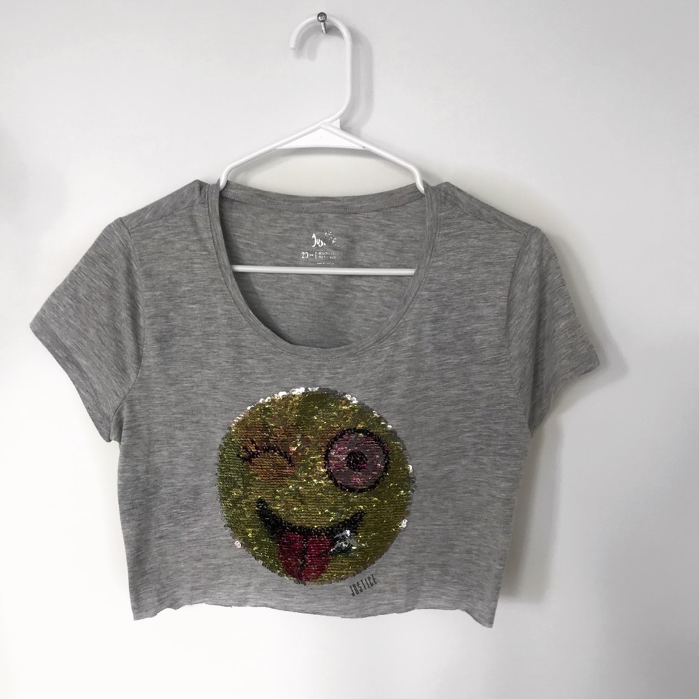 swipey sequin smiley crop